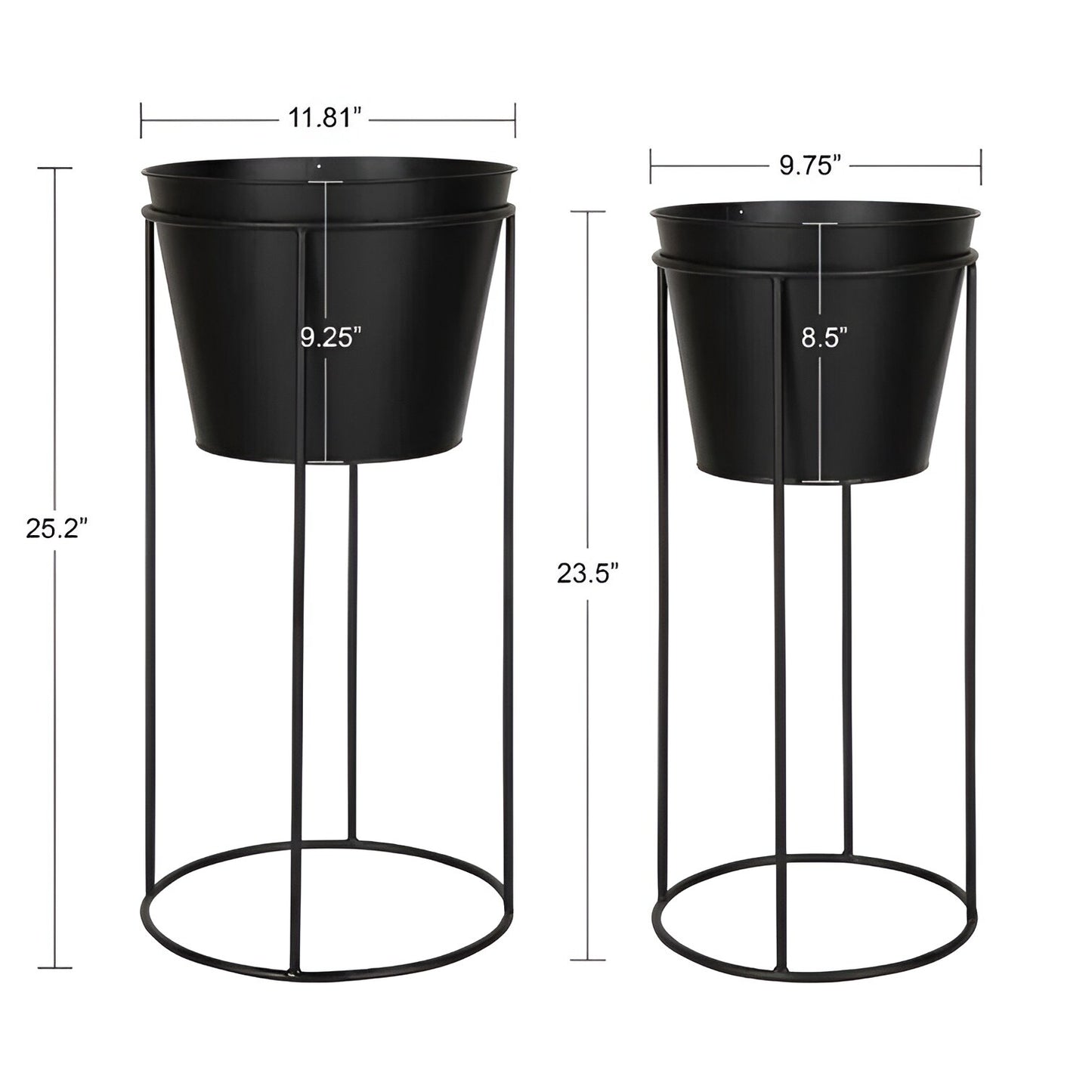 Black Indoor Garden Furniture (Set of 2) Black Flower Plant Stands