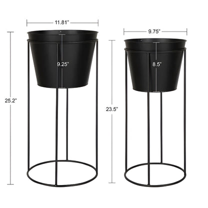 Black Indoor Garden Furniture (Set of 2) Black Flower Plant Stands