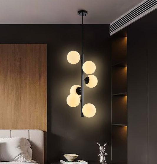 Modern Sci-fi Vertical Chandelier with Sphere Globes