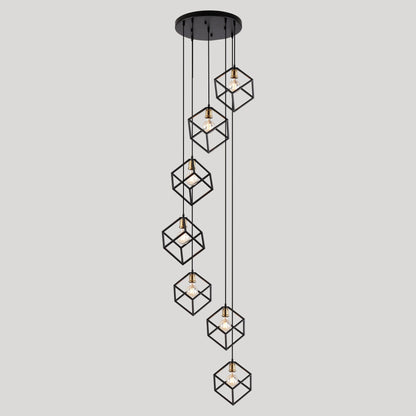 Seven Light Cluster Geometric Pendant – Adjustable Ceiling Light for Modern Spaces