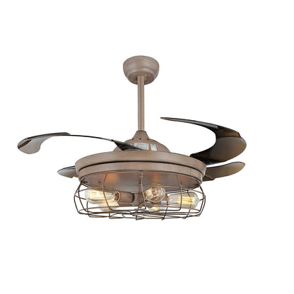 Esto Ceiling Fan, Retro Industrial Fan Chandelier with Remote, Retractable 45''