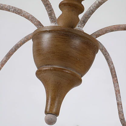 Francesco 6-Light Candle Style Classic Chandelier with Wood Accents, Medieval Ancient Light