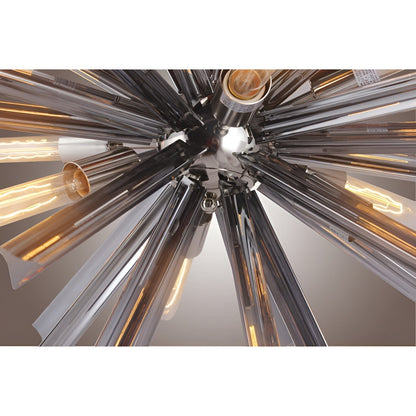 Nine Light Axis Lucite Sputnik Sphere Chandelier, Sci-fi Space Inspired Lighting (Brown)