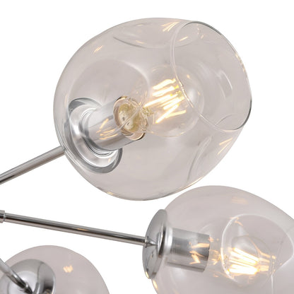 Kye 6 - Resplendent 6-Light Chandelier | Premium Metal Craftsmanship & Striking Gray Glass Globes | Adjustable Height & Dimmer-Switch Enchantment ✨