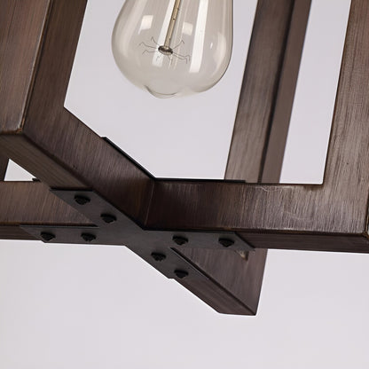 Mote 1-Light Lantern, Square/Rectangle Wooden Pendant Light, Medieval Rustic Style✨🏰🌿