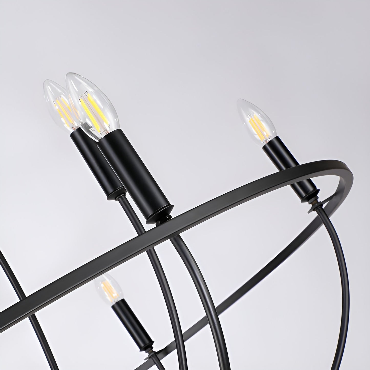 Orono 12-Light Metal Black Chandelier - Graceful Curve Candlestick Ceiling Light