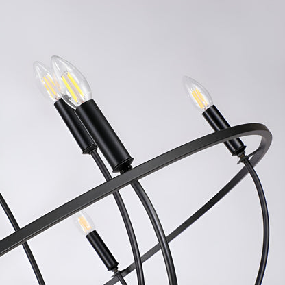 Orono 12-Light Metal Black Chandelier - Graceful Curve Candlestick Ceiling Light