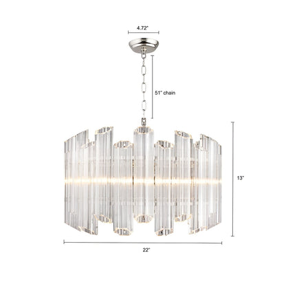 Ryder Chandelier - Round Multi-Faceted Crystal Waterfall Ceiling Light with Geometric Glass