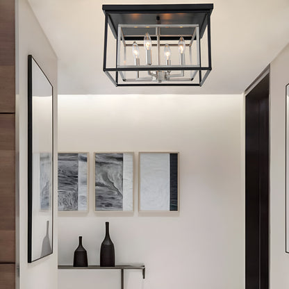 Shoalhaven 14-Inch Geometric Open Frame Dual Tones Black Nickel Flush Mount