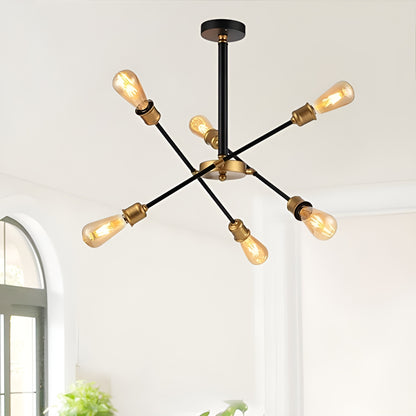 Timaios 6 - Light Sputnik Sci-fi Star Chandelier (Black/Gold)
