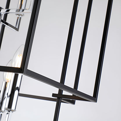 Transitional 8-Light Pendant Chandelier with Spacious 22" Width and 28" Height - Open Frame Cage Design
