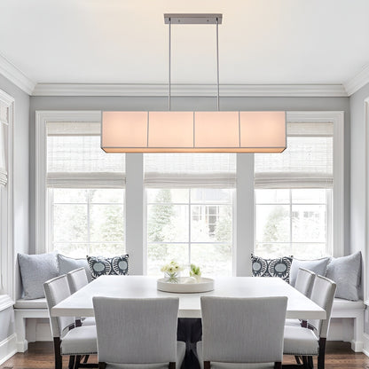 Wanakah 6-Light Kitchen Island Linear Chandelier with Textured Linen, White Shade 48 inch