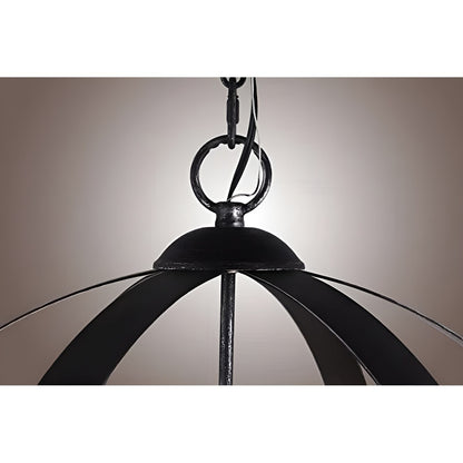 Aspen Wood Modern Chandelier - Iron Globe Pendant Light (4-light)