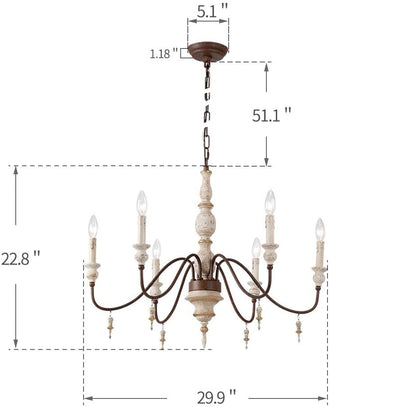 Traditional Middle Age Chandelier - Antique Style Ceiling 6 Light