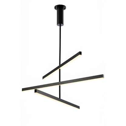 Matte Black LED Chandelier Minimalist Three Linear LEDs Integrated Adjustable Light
