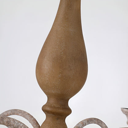 Francesco 6-Light Candle Style Classic Chandelier with Wood Accents, Medieval Ancient Light