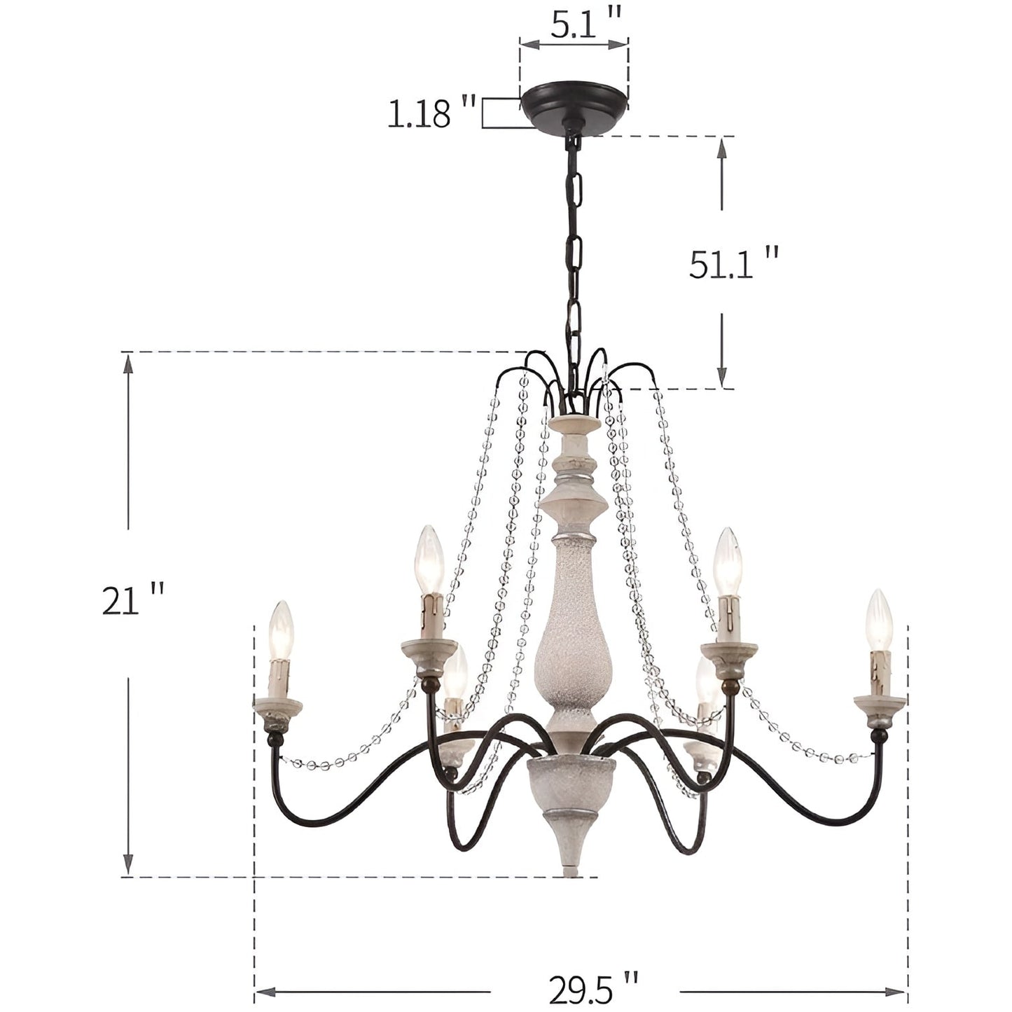 Gwaltney 6-Light Candle Style Classic Chandelier, Traditional Vintage Countryside Antique Style