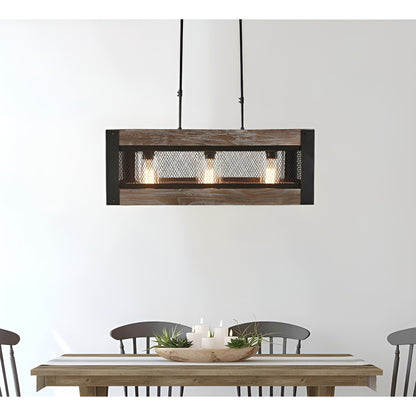 Mccroy 3-Light Rectangle Chandelier - Farmhouse Lighting Masterpiece with Rustic Elegance, Industrial Aesthetics, and Medieval Charm