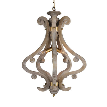 Pinckney 4 - Light Geometric Lantern Pendant with Wood Accents