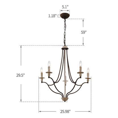 Rawson 26-Inch 5-Light French Country Empire Antique Candle Style Chandelier