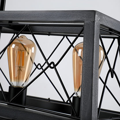 Rustic Wood Industrial Light, Rectangle Pendant Light for Kitchen Island Ambiance & Kitchen Decor