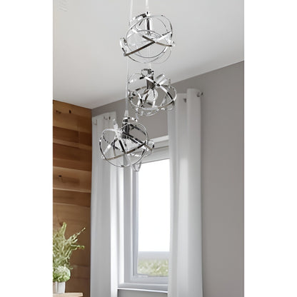 Scribbling Doodle 5-Light Vertical Geometric Cluster, Silver Multi-Pendant Lamp