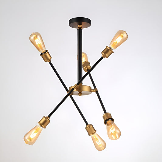 Timaios 6 - Light Sputnik Sci-fi Star Chandelier (Black/Gold)