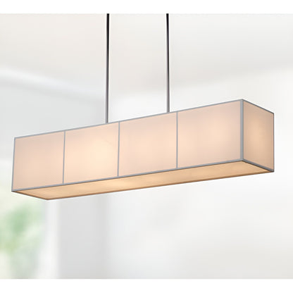 Wanakah 6-Light Kitchen Island Linear Chandelier with Textured Linen, White Shade 48 inch