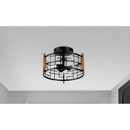 Wood & Metal Flush Mount Ceiling Lighting for Entry or Hallway
