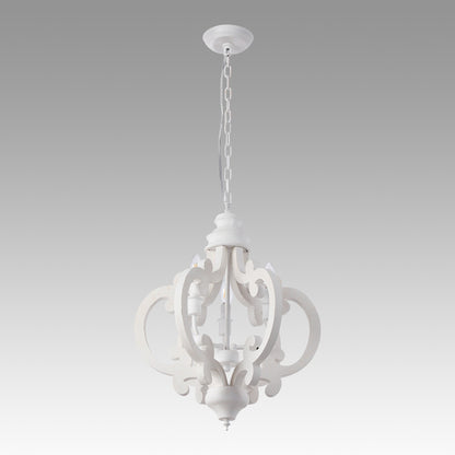 Cottage Geometric Distressed Wood Chandelier, 3-Light Farmhouse Wood Ceiling Light