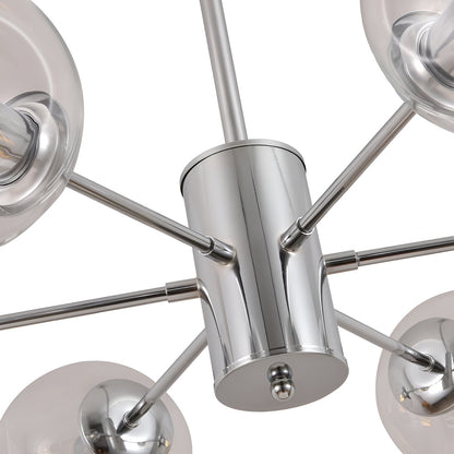 Kye 6 - Resplendent 6-Light Chandelier | Premium Metal Craftsmanship & Striking Gray Glass Globes | Adjustable Height & Dimmer-Switch Enchantment ✨