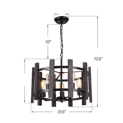 Masha 5-Light Dimmable Lantern - Round Drum Chandelier, Ancient Medieval Style DecoMust Retro Magic Chandelier ✨🏰