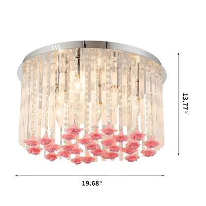 Luxury Roses Glass Chandelier, Nature Inspired Unique Frants Ceiling Light