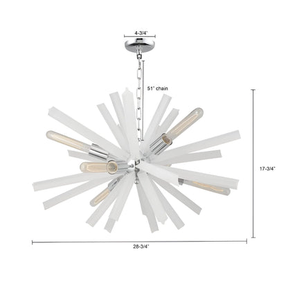 Sci-fi Chrome Sputnik Chandelier with Frosted Glass - Renly 6-Light