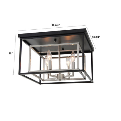 Shoalhaven 14-Inch Geometric Open Frame Dual Tones Black Nickel Flush Mount