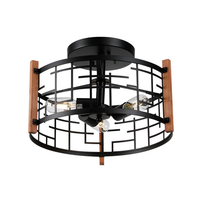 Wood & Metal Flush Mount Ceiling Lighting for Entry or Hallway