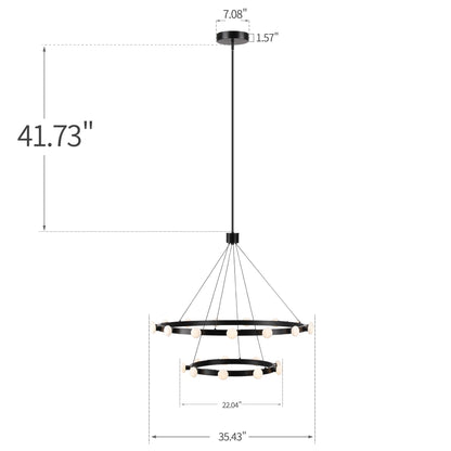 Kuzco Lighting Rezz Collection | 90W LED Chandelier - Black Finish 35.5" Wide🏰🌌✨