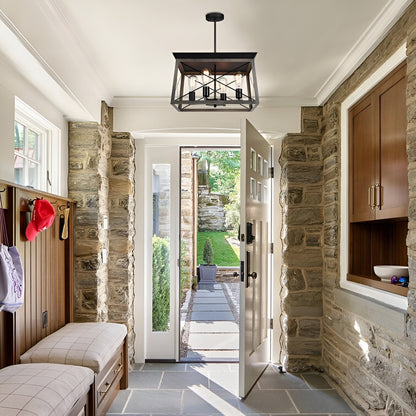 Open Cage Lantern, Geometric Chandelier Open Cage Ceiling Light