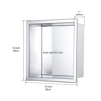 Shower Niche Matte Black 12" x 12" Stainless Steel Shelf Wall-insert