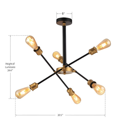 Timaios 6 - Light Sputnik Sci-fi Star Chandelier (Black/Gold)