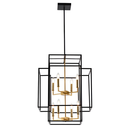 Transitional 8-Light Pendant Chandelier with Spacious 22" Width and 28" Height - Open Frame Cage Design