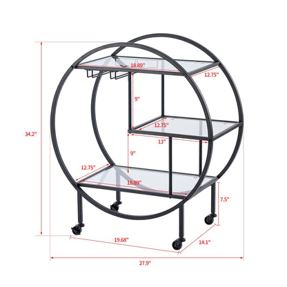 Vannoy Gold or Black Bar Cart on Wheels by DecoMust - Sleek and Stylish Home & Food Appetizer Table