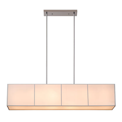 Wanakah 6-Light Kitchen Island Linear Chandelier with Textured Linen, White Shade 48 inch