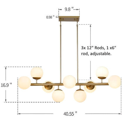 Globe White Pendant Lights for Kitchen Island, Futuristic Spheres (Black or Gold)