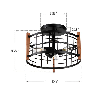 Wood & Metal Flush Mount Ceiling Lighting for Entry or Hallway