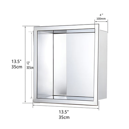 Stainless Steel Shower Niche by DecoMust - Modern and Elegant Design 13.5“ X 13.5” (Inner size 12X12)