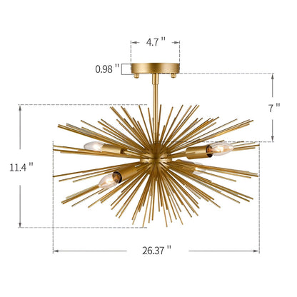 Lachance 27" Semi Flush Mount Sputnik Ceiling Light - Sci-fi Golden Globe Design