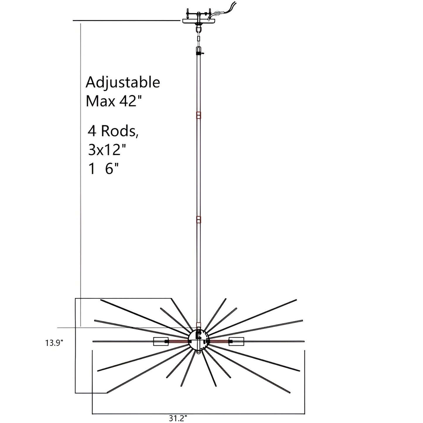 Sci-fi Sputnik Sphere Gold Chandelier - Baskett 4-Light