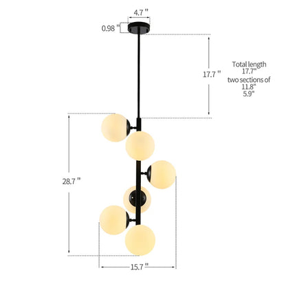 Modern Sci-fi Vertical Chandelier with Sphere Globes