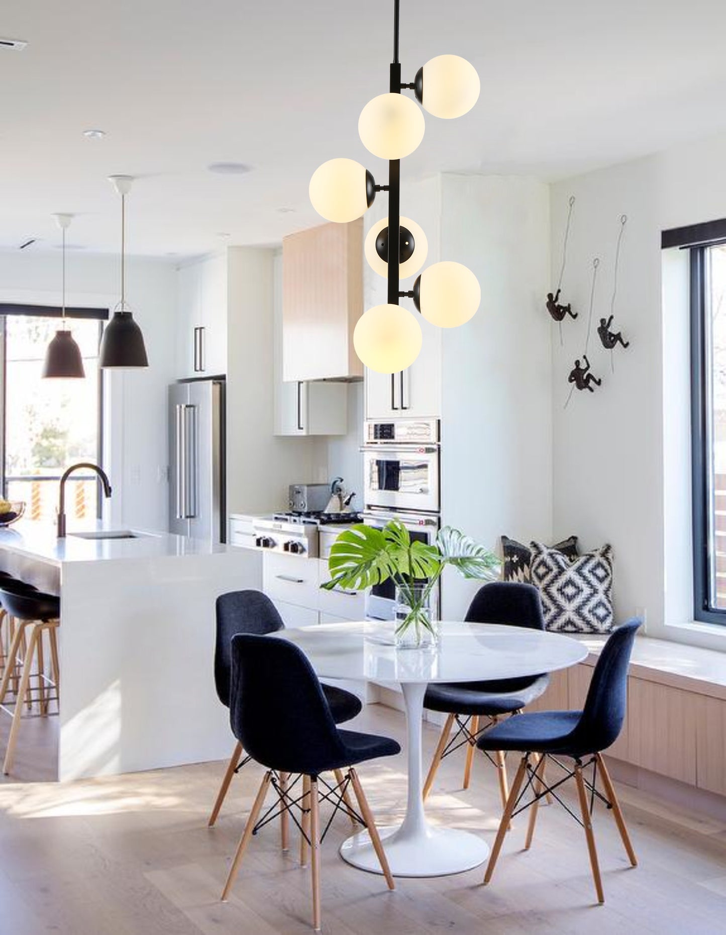 Modern Sci-fi Vertical Chandelier with Sphere Globes